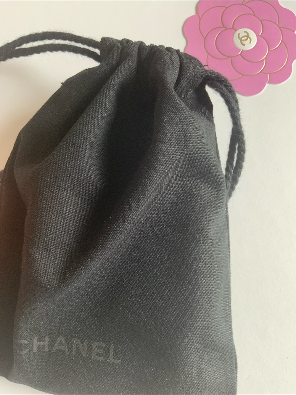 Black Chanel drawstring pouch